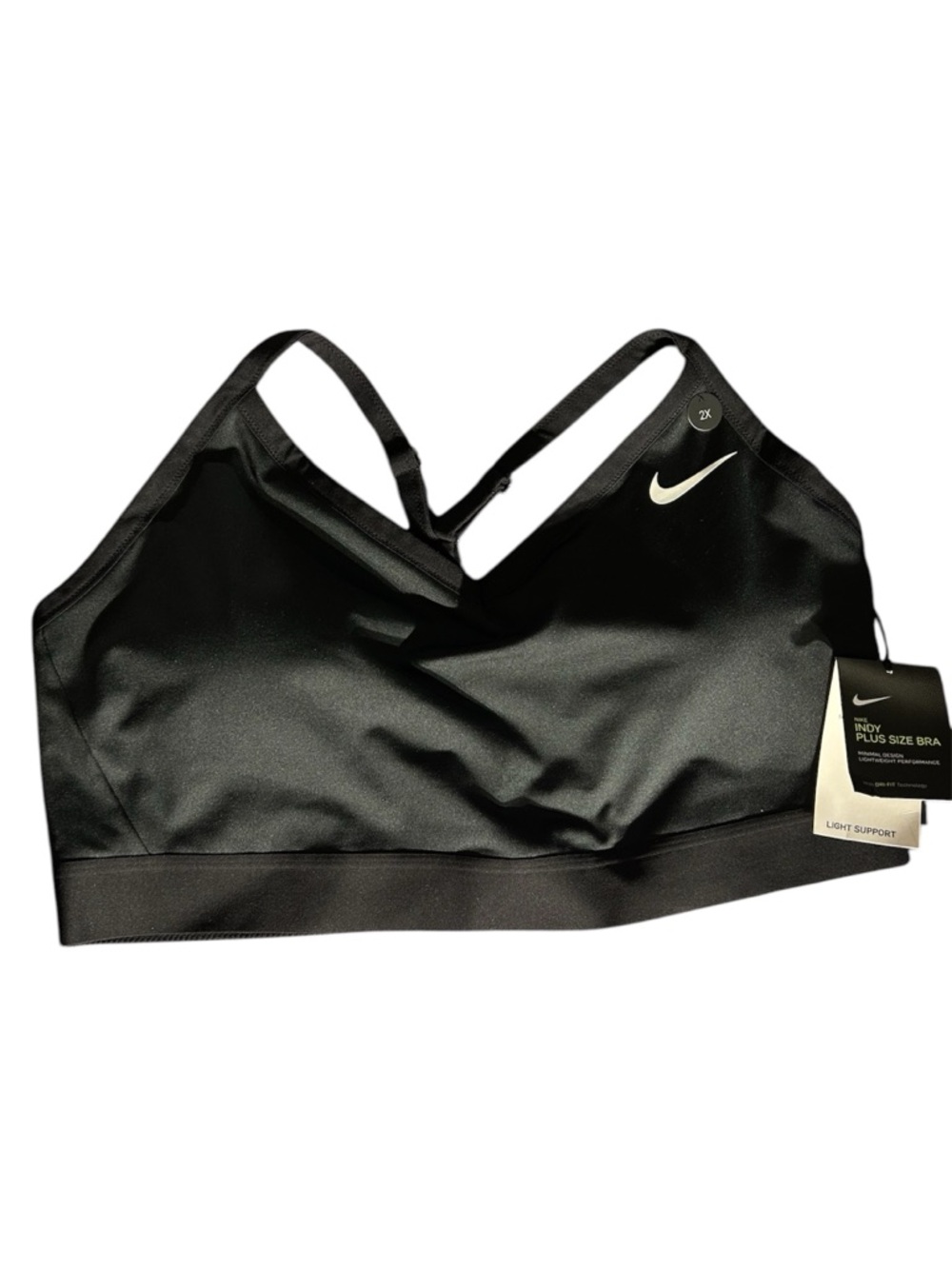 Nike Black Plus-Size Light Support Sports Bra with Swoosh